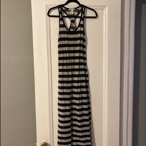 Black and gray stripe maxi dress
